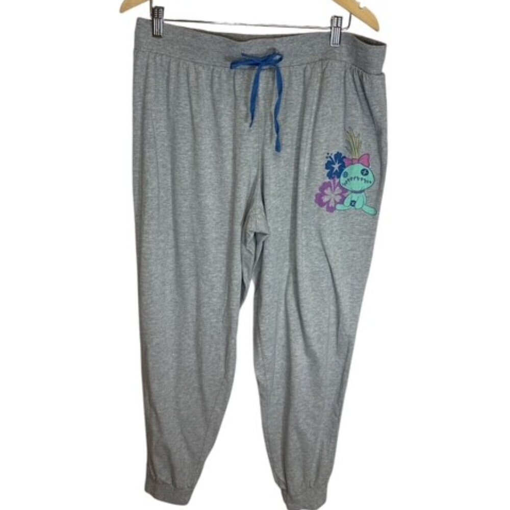 Disney‎ Womens Blue Lilo & Stitch Joggers Sleep Pants Pajama Bottoms XL 16/18